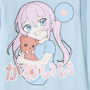 Set pyjama printé manga et imprimé cœurs pour fille 