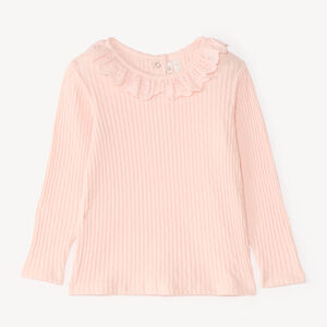 T-shirt manches longues bébé fille col volanté 