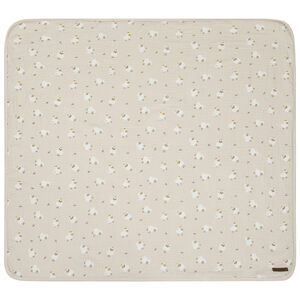 Couverture bi-matière 80 x 80 cm imprimé moutons La Vie à la Ferme beige 