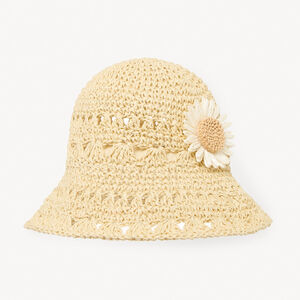 Chapeau de paille avec fleurs en raphia pour fille 