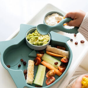 Assiette ventousée en silicone avec compartiments amovibles Chouette 