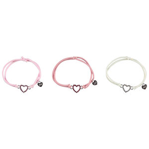 Lot de 3 bracelets ajustables avec pendentif cœur pour fille 