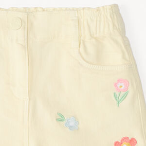 Short en jean avec broderies fleuries pour fille 