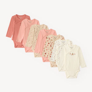 Lot de 7 bodies manches longues bébé fille (finitions différentes selon l'âge) 