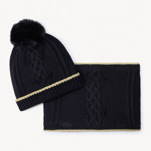 Set bonnet + snood en tricot torsadé pour fille 