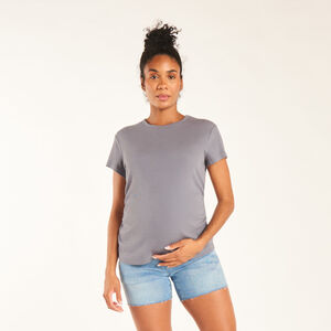 T-shirt manches courtes de grossesse côtelé uni à fronces  