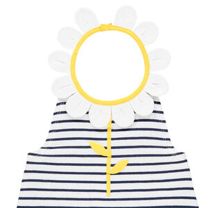 Débardeur à rayures et col forme fleur en relief 