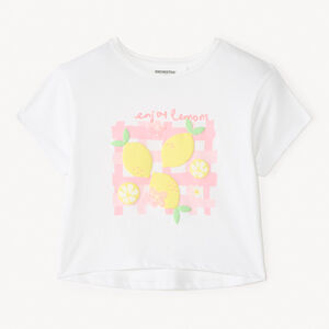 T-shirt manches courtes print 3D citron pour fille 
