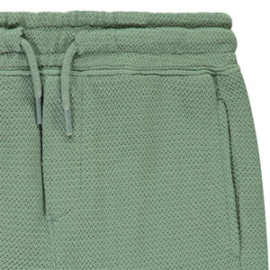 Pantalon de jogging uni vert en maille nid d'abeille pour garçon  