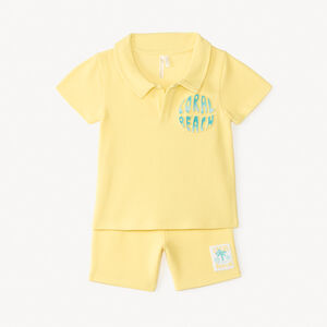 Ensemble 2 pièces polo + short avec print 3D fantaisie pour bébé garçon 