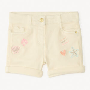 Short en jean broderie fantaisie pour bébé fille 