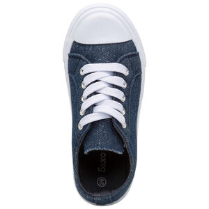 Baskets basses en toile couleur jean et paillettes argentées 