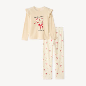 Ensemble de pyjama de Noël fille en velours  