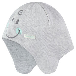 Bonnet en tricot doublé jersey avec détails brodés Smiley Baby  