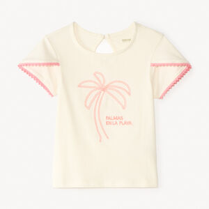 T-shirt manches courtes croisées broderie palmier pour bébé fille 