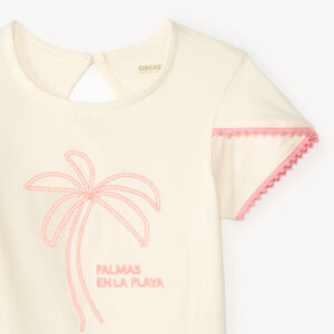 T-shirt manches courtes croisées broderie palmier pour bébé fille 