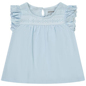 T-shirt manches courtes avec broderie anglaise pour fille 