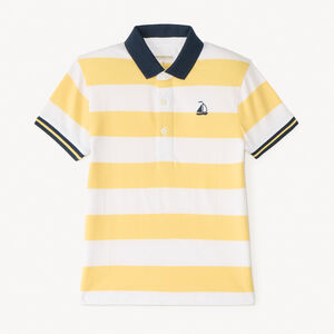 Polo manches courtes à rayures broderie bateau pour garçon 