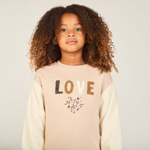 Robe sweat manches longues bi-matière fille 