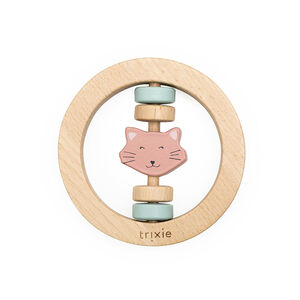 Hochet rond en bois Mrs Cat  