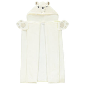 Plaid ludique à capuche ours polaire en sherpa pour enfant 