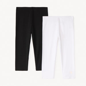 Lot de 2 leggings courts unis print logo pour fille 