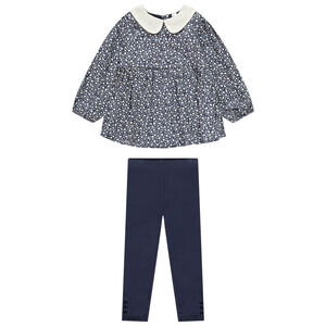 Ensemble 2 pièces avec tunique imprimé fleurs pour bébé fille 