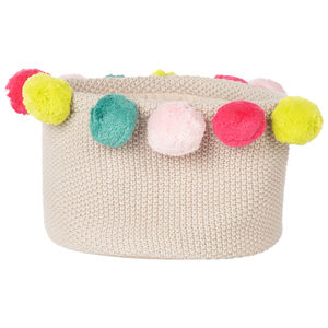 Panier de rangement en tricot avec pompons  