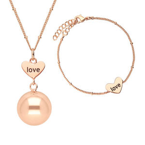 Coffret bola de grossesse + bracelet Love plaqué or rose 