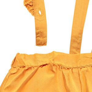 Short jaune à bretelles volantées pour bébé fille 