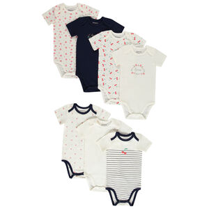 Lot de 7 bodies manches courtes en jersey imprimé cerises pour bébé fille 