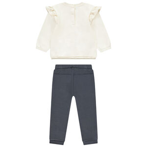 Ensemble jogging + sweat avec volants pour bébé fille 
