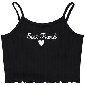 Débardeur court effet côtelé à broderie pour fille 