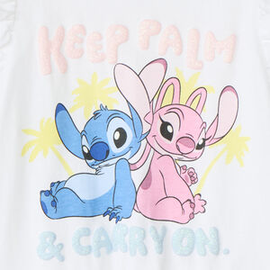 T-shirt manches courtes volantées Stitch et Angel Disney pour fille 