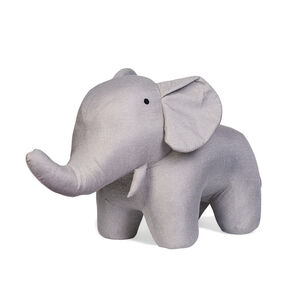Grande peluche 48cm Éléphant debout en lin gris 