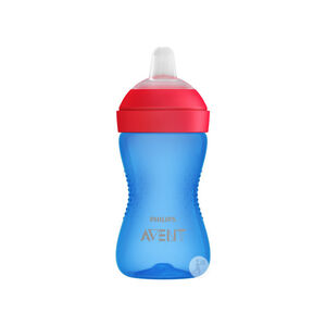 Tasse anti-fuites à bec souple 300 ml - bleu/rouge 