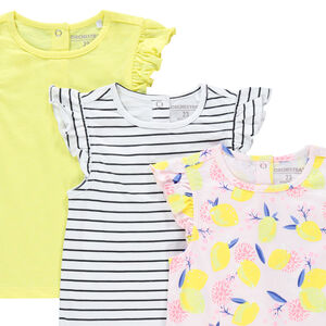 Lot de 5 t-shirts manches courtes pour bébé fille imprimés / unis 