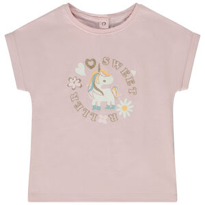 T-shirt manches courtes print pailleté licorne pour bébé fille 