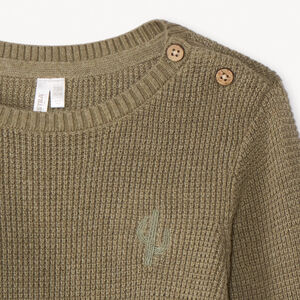 Pull en tricot uni brodé cactus pour bébé garçon 