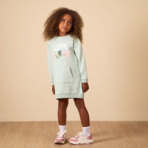 Robe sweat à strass et poche kangourou fille 