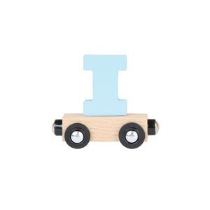 Lettre "I" wagon en bois - bleu clair 