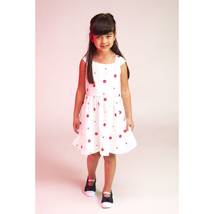 Robe manches courtes en tulle avec broderies fleurs pour fille 