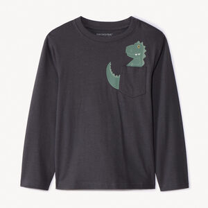 T-shirt manches longues à print ludique animal pour garçon 