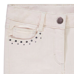 Jean slim uni en denim avec rivets décoratifs pour fille 
