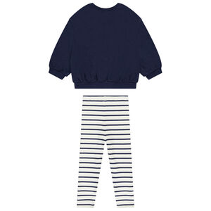 Ensemble sweat à fleurs + jogging rayé pour bébé fille 