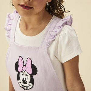 Robe salopette patch à sequins Minnie Disney pour fille 