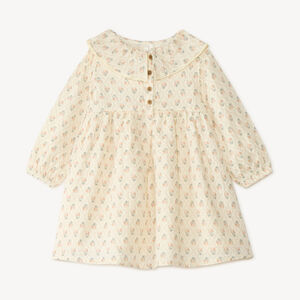 Robe bébé fille manches longues imprimée fleurs à col volanté 