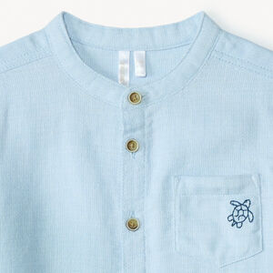 Chemise manches courtes col mao avec broderie animaux pour bébé garçon 