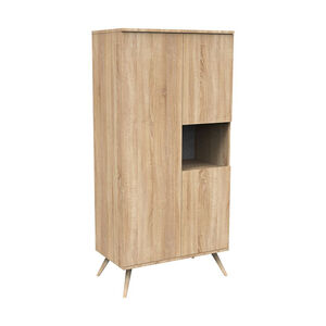 Armoire à 3 portes et 1 niche Seventies aspect chêne doré 