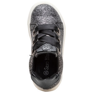 Baskets basses à paillettes et lacets en ruban satiné 